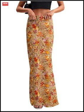 High Waist Flare Maxi Skirt Elastic Bodycon Slim Fit